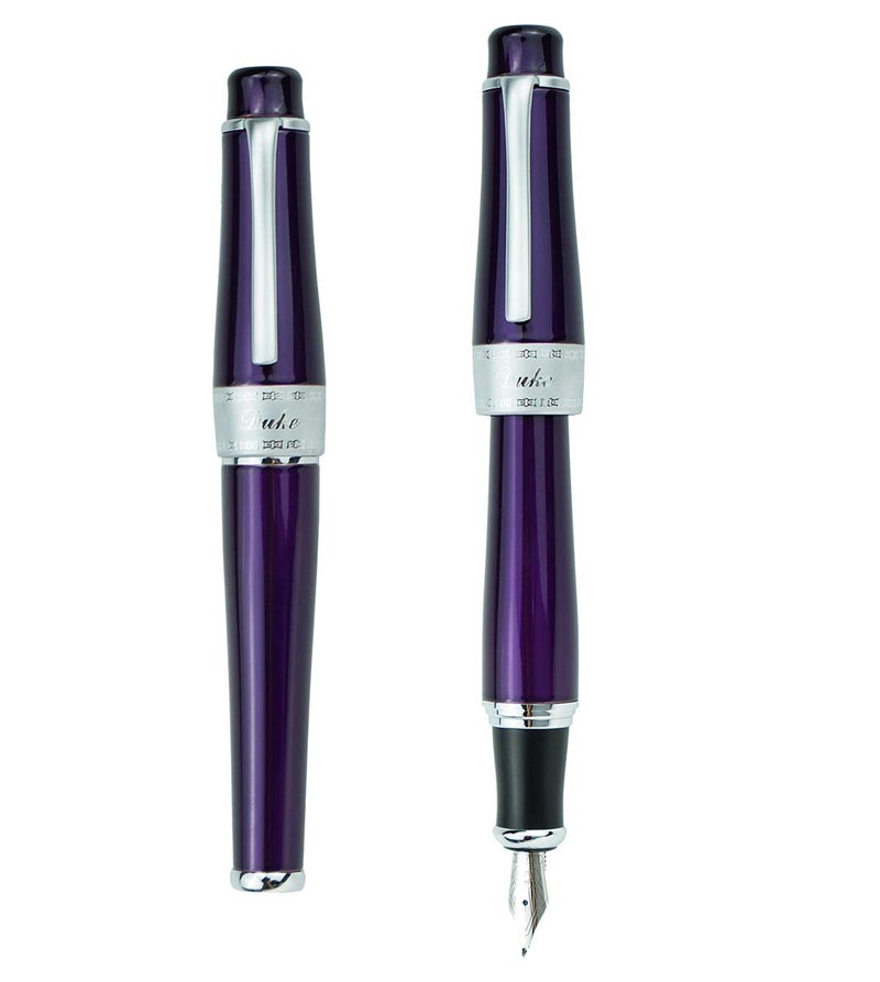 Asvine Luxury Purple Fountain Pen, Asian Calligraphy Bent Nib Fude Pen Fine to Broad Point by Duke Charlie Chaplin - Image 2