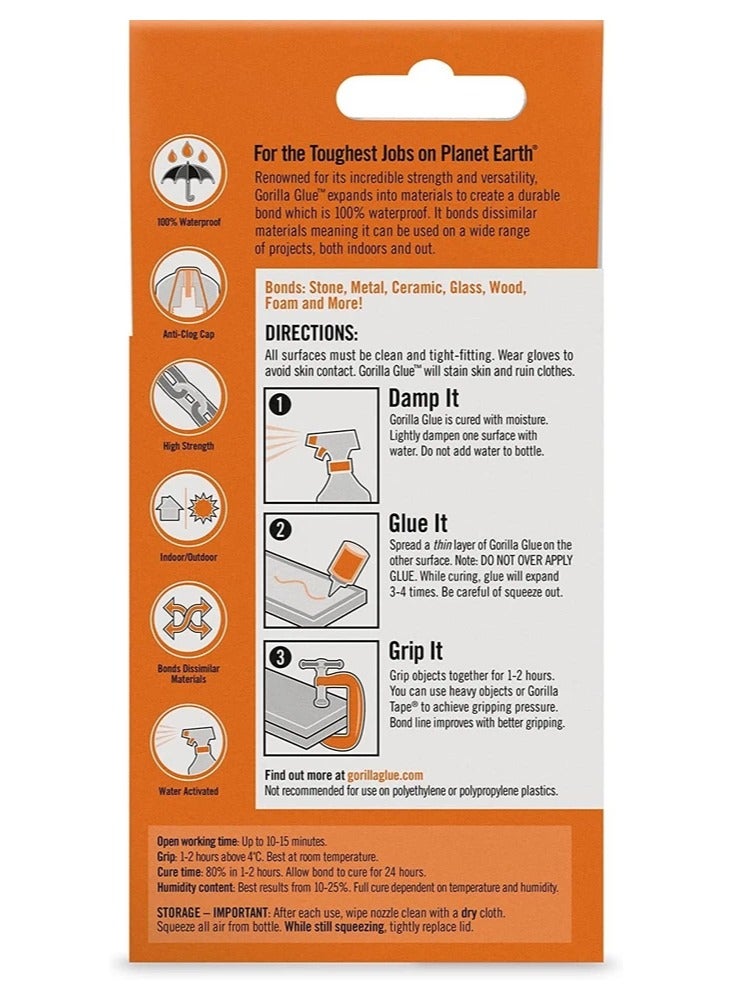 Gorilla 60ml Gorilla Glue For Wood Stone Metal Ceramic Glass Tough & Waterproof Gorrila - Image 2