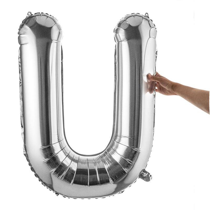 Restaurantware-Balloonify 40 Inch Letter Balloon, 1 Large Alphabet Party Balloon - Letter U, Self-Sealing, Silver Foil Mylar Balloon, Hanging Loop, Decoration For Birthday, Wedding, Or Graduation - Image 2
