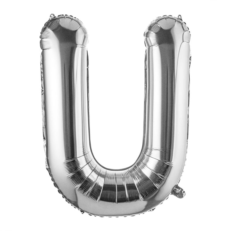Restaurantware-Balloonify 40 Inch Letter Balloon, 1 Large Alphabet Party Balloon - Letter U, Self-Sealing, Silver Foil Mylar Balloon, Hanging Loop, Decoration For Birthday, Wedding, Or Graduation - Image 1