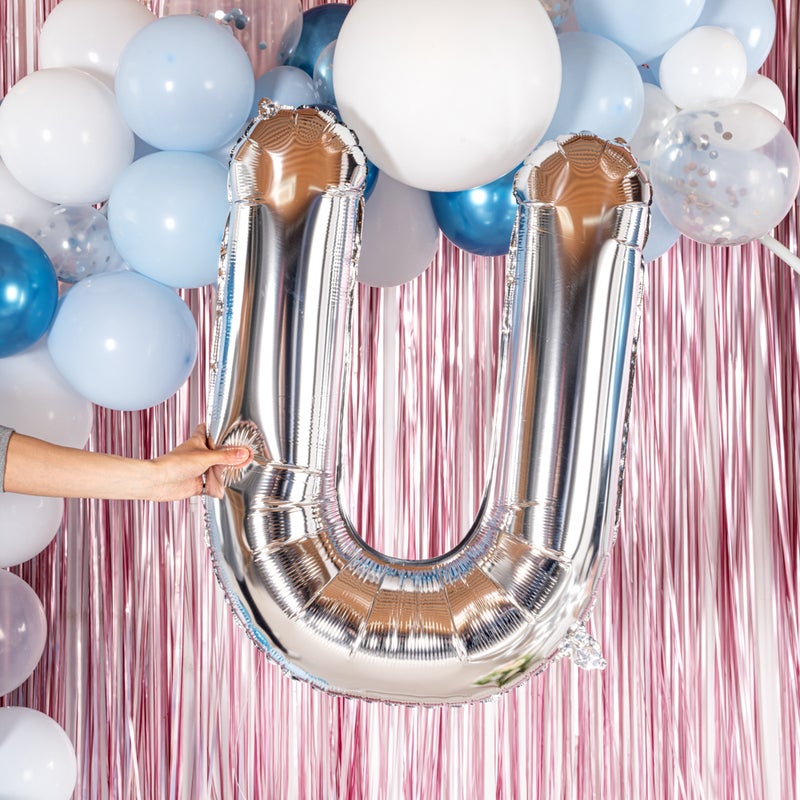Restaurantware-Balloonify 40 Inch Letter Balloon, 1 Large Alphabet Party Balloon - Letter U, Self-Sealing, Silver Foil Mylar Balloon, Hanging Loop, Decoration For Birthday, Wedding, Or Graduation - Image 5