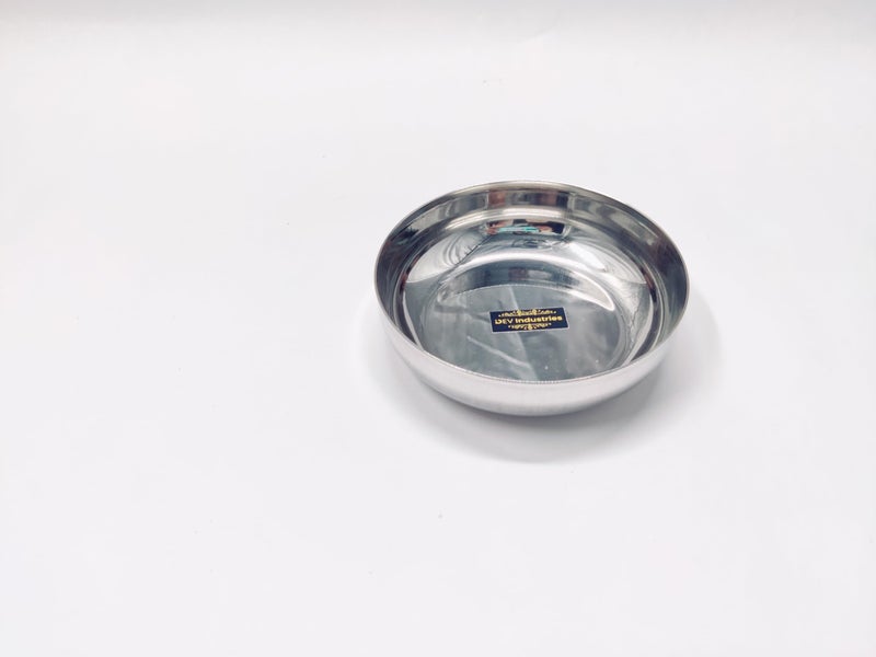 DEV INDUSTRIES Halwa Plate/Snacks Plate - Small -Steel Plate Small, 12cm Each Stainless Steel, Multipurpose Steel Plate Set, Serving Plates for Snacks (Pack of 2) - Image 3