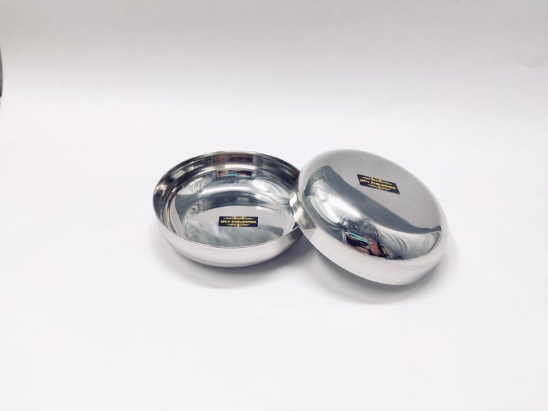 DEV INDUSTRIES Halwa Plate/Snacks Plate - Small -Steel Plate Small, 12cm Each Stainless Steel, Multipurpose Steel Plate Set, Serving Plates for Snacks (Pack of 2) - Image 2