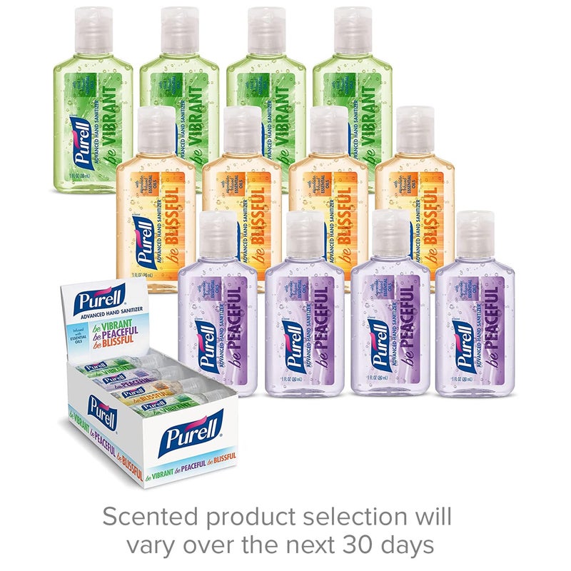 Purell جل مطهر اليدين PURELL المتقدم مع زيوت أساسية، مجموعة متنوعة معطرة، حجم سفر 1 أونصة سائلة زجاجات بغطاء قابل للطي (علبة من 12 زجاجة)- 3901-24-CMRMETRY - Image 2