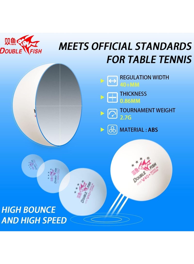 DOUBLE FISH Ping Pong Balls White ITTF Approval Professional 3-Star Ping Pong Ball WTT Smash Official Table Tennis Balls 40+ABS Training Balls - Image 3
