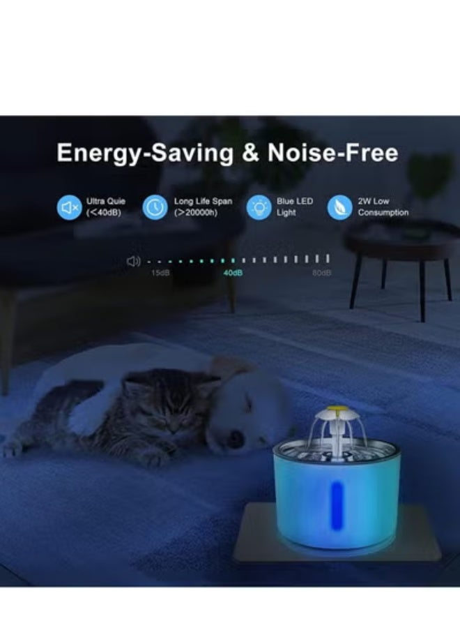 2.4L Automatic Cat Water Fountain with LED White/Blue - Image 5