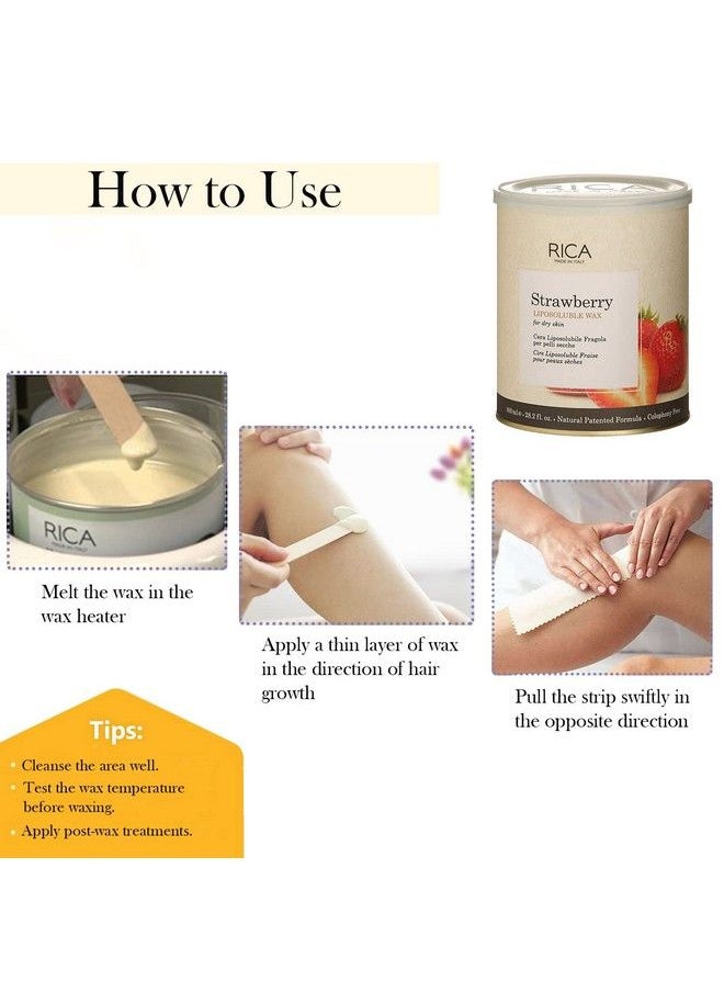 Rica - Strawberry Liposoluble Soft Wax For Sensitive Skin Suitable For Men & Women Waxing Hair Removal Cream For Extra Smoothness (800Ml) - Image 1