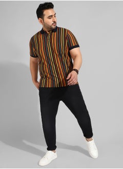 Instafab Plus Men's Striped Multicolour Regular Fit Casual T-Shirt  - Image 5