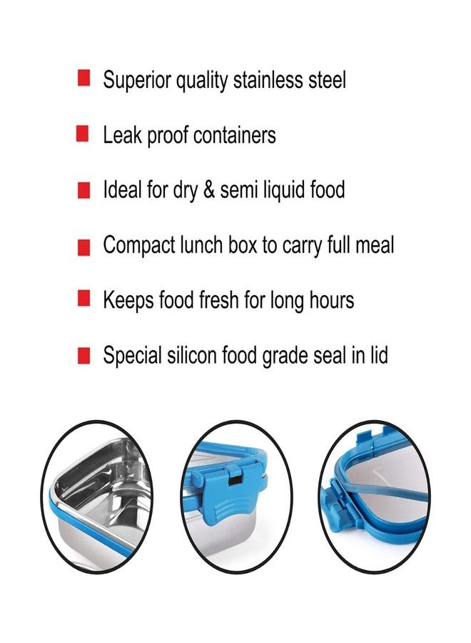 Foliam Stainless Steel Lunch Box with Air Tight Spill Proof Lid, Container Tiffin Box/Lunch Box for Boys and Girls for Office/School (350 ml) - Image 5