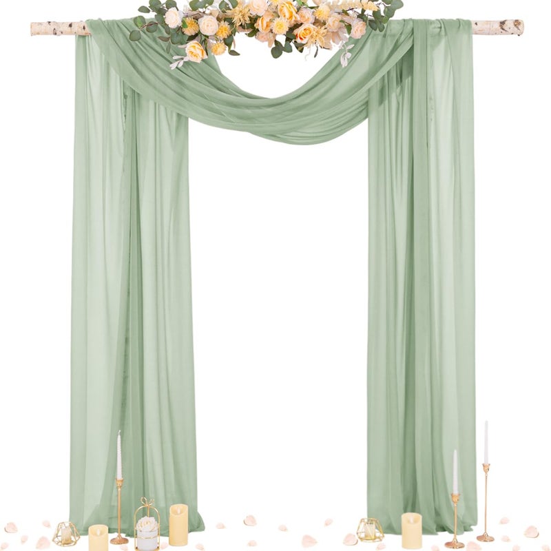 Socomi Sage Green Sheer Wedding Arch Draping Fabric 29" x 20Ft 1 Panel Outdoor Curtain Drapes Extra Long for Bridal Baby Shower Ceremony Birthday Party Decor - Image 1