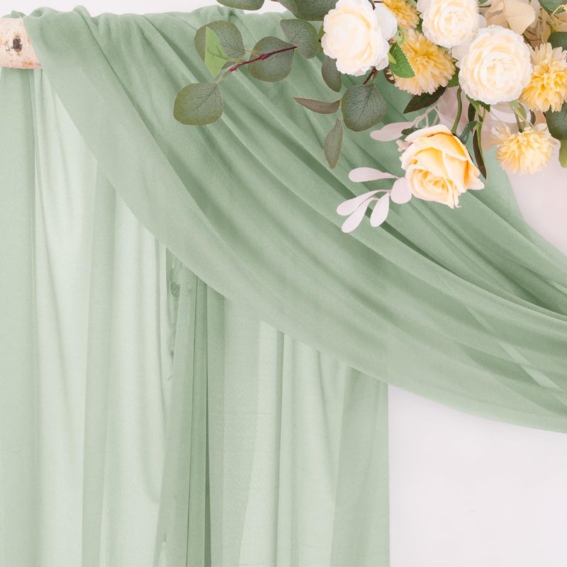 Socomi Sage Green Sheer Wedding Arch Draping Fabric 29" x 20Ft 1 Panel Outdoor Curtain Drapes Extra Long for Bridal Baby Shower Ceremony Birthday Party Decor - Image 2