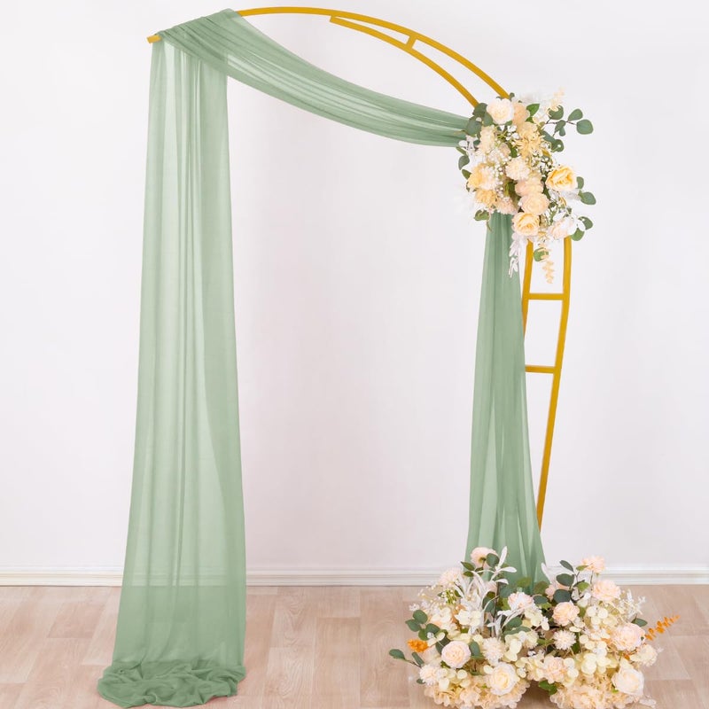Socomi Sage Green Sheer Wedding Arch Draping Fabric 29" x 20Ft 1 Panel Outdoor Curtain Drapes Extra Long for Bridal Baby Shower Ceremony Birthday Party Decor - Image 3