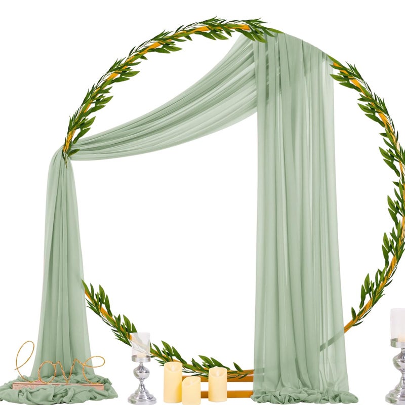 Socomi Sage Green Sheer Wedding Arch Draping Fabric 29" x 20Ft 1 Panel Outdoor Curtain Drapes Extra Long for Bridal Baby Shower Ceremony Birthday Party Decor - Image 5