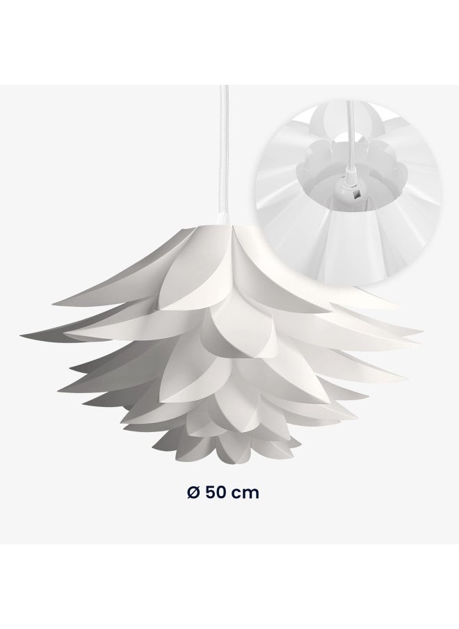 kwmobile Kwmobile Diy Puzzle Lampshade Lotus Flower Jigsaw Iq Lamp Design Light Ceiling Pendant Light Or Standing Floor Lamp Shade Diameter 50Cm White  - Image 5