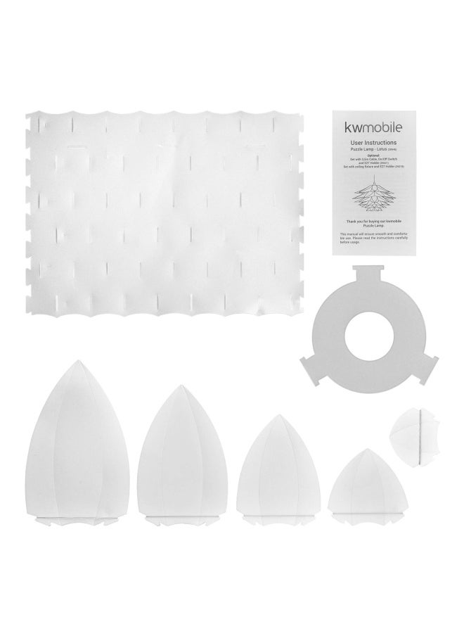 kwmobile - Kwmobile Diy Puzzle Lampshade Lotus Flower Jigsaw Iq Lamp Design Light Ceiling Pendant Light Or Standing Floor Lamp Shade Diameter 50Cm White - Image 1