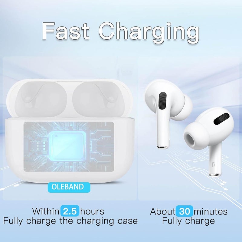 جيكريا غطاء شحن بديل لسماعات AirPods Pro 2 و1 من OLEBAND: سهل الاقتران مع سماعات AirPods Pro عبر زر الاقتران، يدعم الشحن السلكي واللاسلكي، متوافق مع الجيل الأول والثاني من سماعات iPods Pro، مع ضمان لمدة سنة (لون أبيض) - Image 2