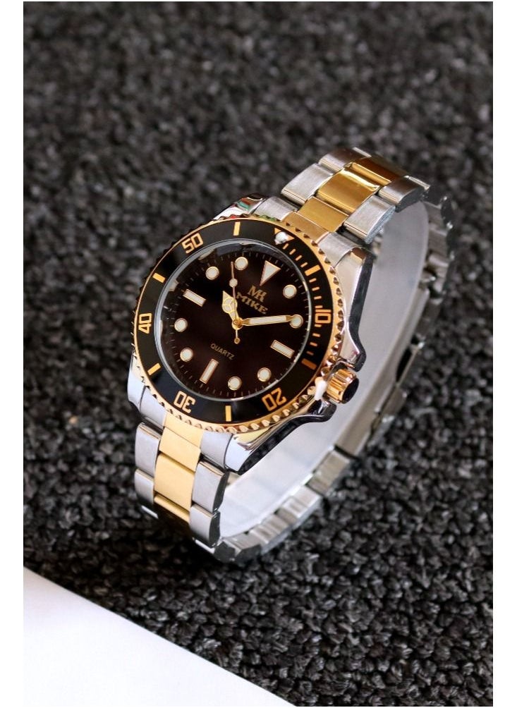 MIKE Men's watch with two colors, silver and gold, black dial  - Image 2