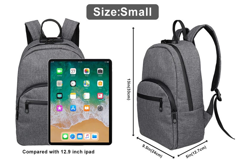 FIREDOG Mini Smell Proof Backpack with Lock, Smell Proof Bag for Men Women Travel (Grey) - Image 2
