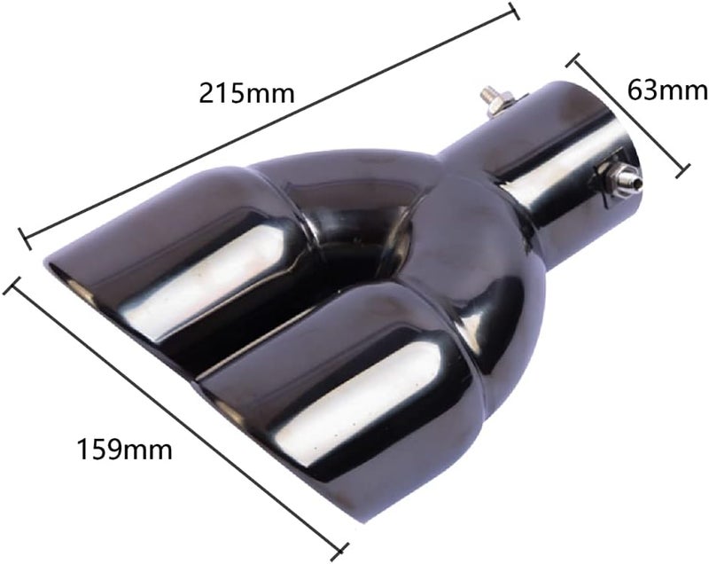 idain 2.5 Inch Inlet Dual Exhaust Tip Stainless Steel Polished Muffler Tail Pipe (Black, Curved) - Image 2