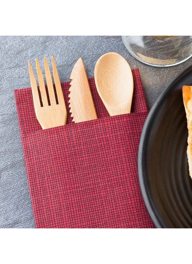 Restaurantware Luxenap 15.8 Inch Dinner Napkins, 800 Linen Feel Disposable Napkins - With Black Threads, Air Laid, Bordeaux Paper Pocket Napkin Sleeves, Pre-Folded, Built-In Pocket For Silverware  - Image 3