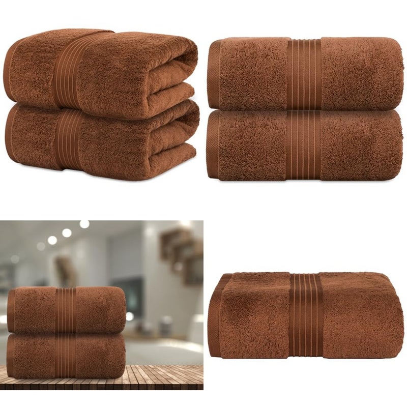 Set 4 Pack, 70 X 140 cm - 600 GSM 100% Combed Cotton Quick Drying Highly Absorbent Thick Bathroom Towels - Soft Hotel Quality for Bath and Spa - Image 1