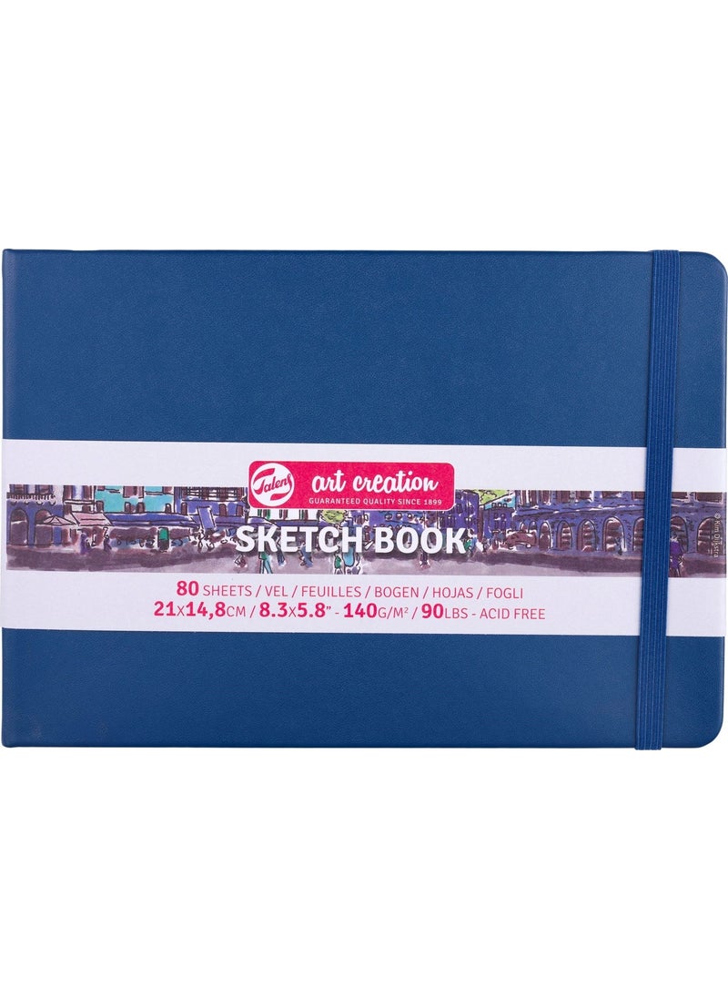 Talens Sketchbook Hard Cover Sketch Drawing Book 15 x 21 cm 140 gr 80 Yp Navy Blue  - Image 1
