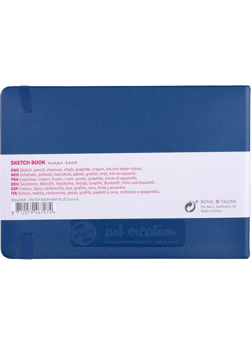 Talens Sketchbook Hard Cover Sketch Drawing Book 15 x 21 cm 140 gr 80 Yp Navy Blue  - Image 2