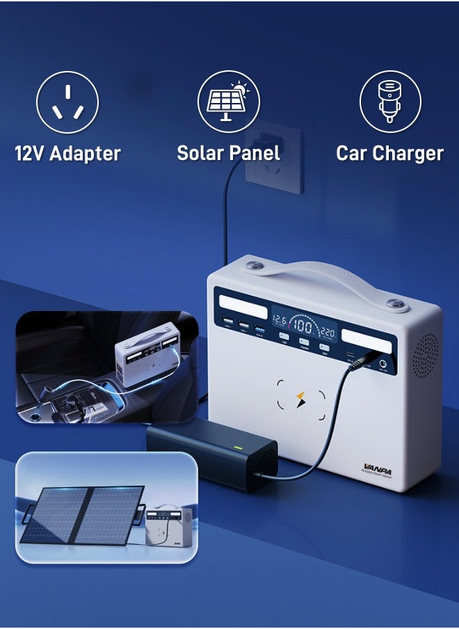 VANPA - 600W Portable Power Station Pure Sine Wave Lithium Battery AC 220V Output Backup Powerbank Solar Generator For camping - Image 1