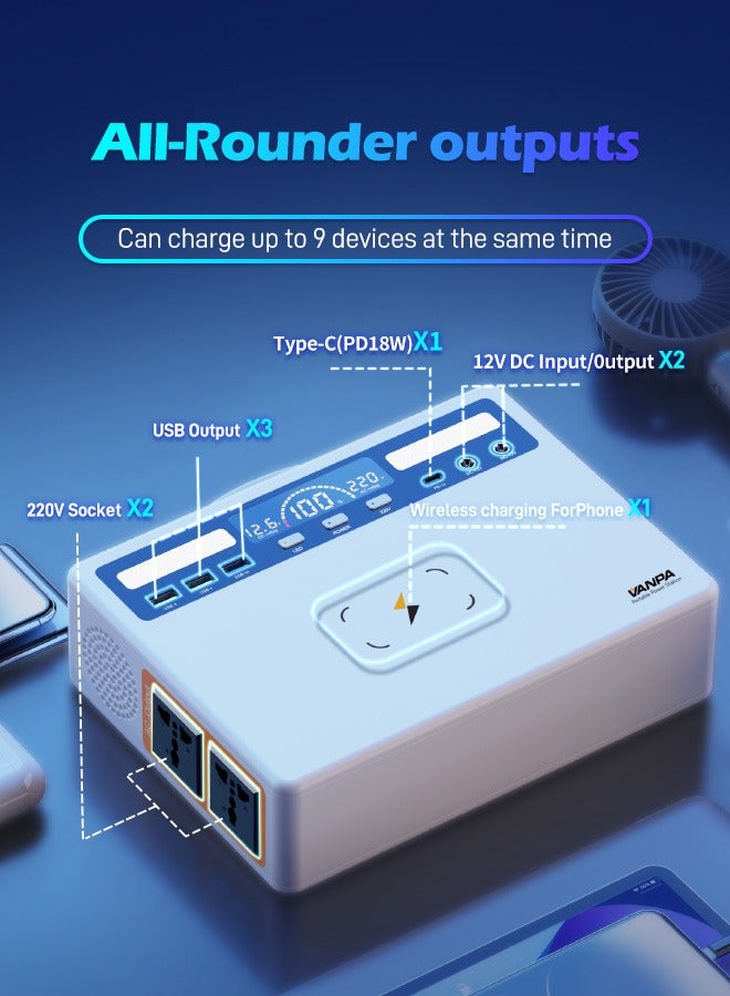 فانپا 600W محطة طاقة محمولة 360Wh بطارية ليثيوم موجة جيبية نقية AC 220V إخراج احتياطي Powerbank مولد الطاقة الشمسية للتخييم - Image 4
