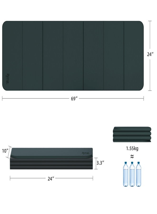 WEILA 71x24inch Foldable Excercise Yoga Mat Extra Thick with SGS Certified Odourless POE Material - Light Weight Non Skid Easy to Clean Travel Workout Mat (Dark Green, Thick(1/2in)) - Image 4