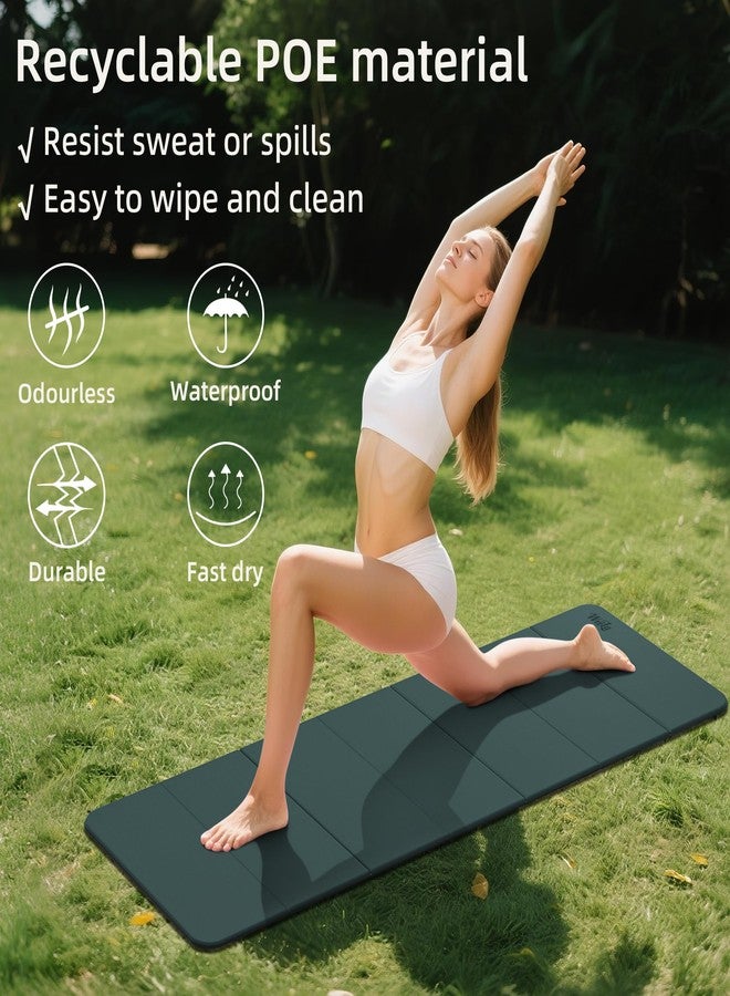 WEILA 71x24inch Foldable Excercise Yoga Mat Extra Thick with SGS Certified Odourless POE Material - Light Weight Non Skid Easy to Clean Travel Workout Mat (Dark Green, Thick(1/2in)) - Image 5