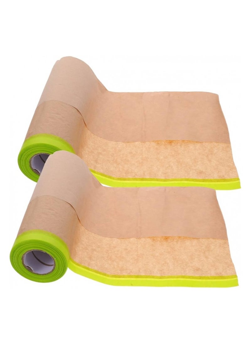 DATO Pre-Taped Masking Paper for Painting, Protective Paper Roll for Covering Skirting, Frames, Cars and Auto Body 45cm X 20M, Pack of 2pcs  - Image 1