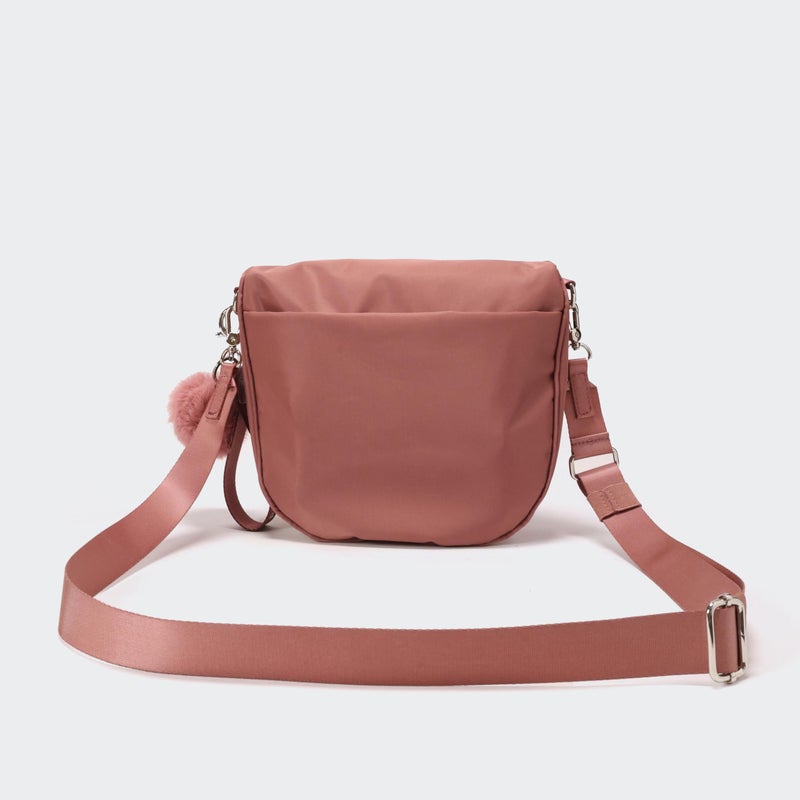 Pander Crossbody Bag for Women, Everyday Nylon Shoulder Bag with Keychain Wristlet, Adjustable Strap, Multi-Pocket Organizer for Daily and Travel Use, Mauve - Image 4