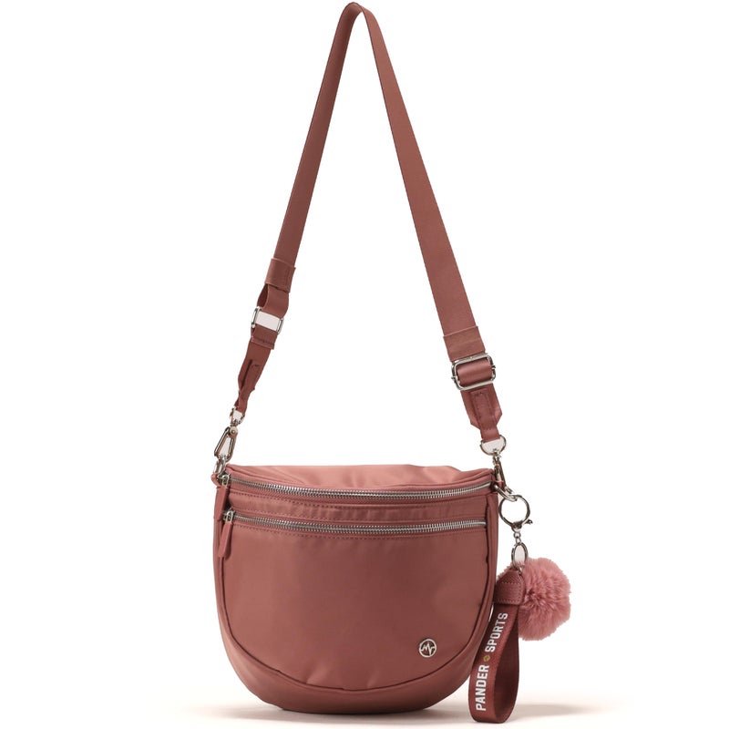Pander Crossbody Bag for Women, Everyday Nylon Shoulder Bag with Keychain Wristlet, Adjustable Strap, Multi-Pocket Organizer for Daily and Travel Use, Mauve - Image 1