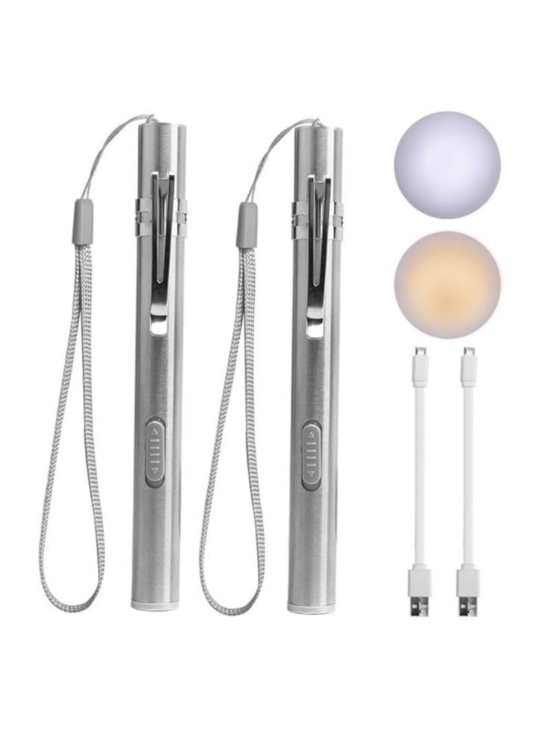 Captaintech 2Pack Pen Torches Medical for Nurses, Reusable Rechargeable Torch, LED Lights Pen Light, Diagnostic Pen Light USB Pen Torches for Nurses Students Doctors - Image 1