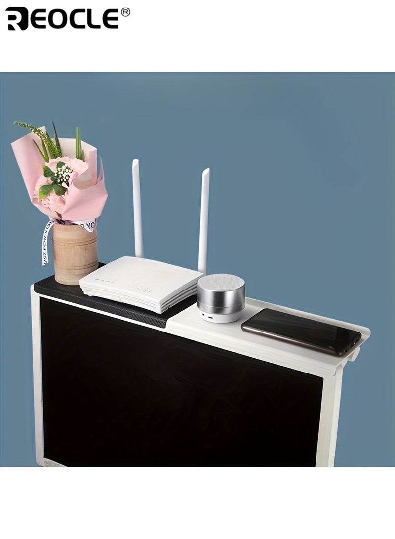 ريوكل قطعتان من رف عرض تلفاز قابل للتعديل بدون حفر، منظم تخزين قوي مصنوع من راتنج ABS، تصميم موفر للمساحة، مثالي لغرف المعيشة بحجم 26×11.5 سم - Image 4