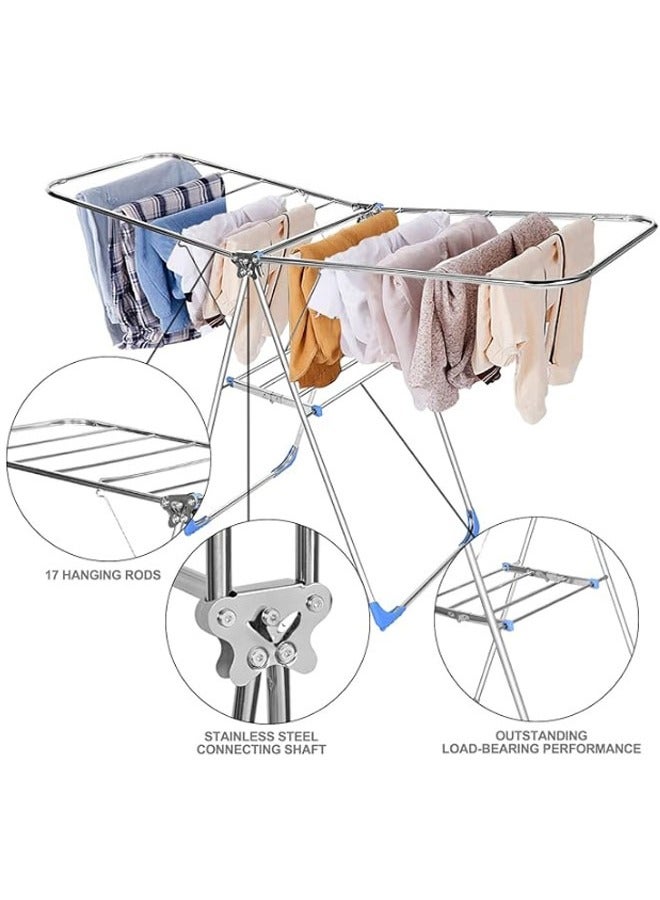 إن كي أكس رف تجفيف ملابس كبير قابل للطي من الفولاذ للاستخدام الداخلي، مناسب للاستخدام المنزلي - Image 5