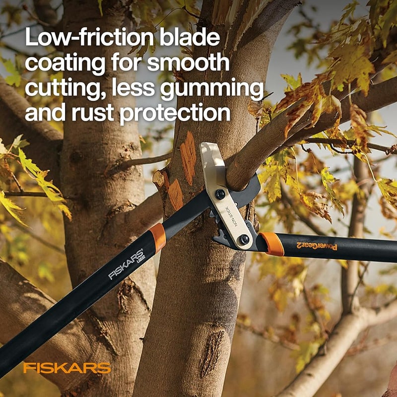فيسكارس 1 Fiskars 32 بوصة PowerGear2 شفرة فولاذية مقص تقليم جانبي للحديقة وقاطع أشجار - شفرة قطع أشجار فولاذية حادة دقيقة الطحن للأغصان حتى قطر 2 بوصة - Image 3