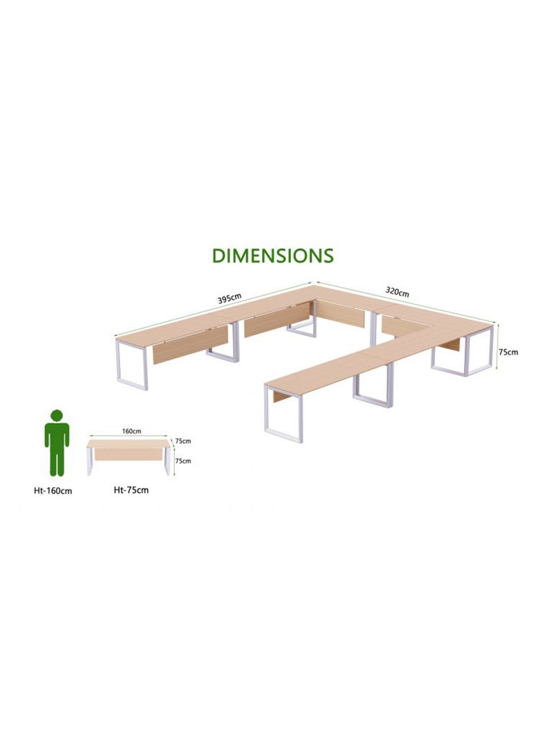 Mahmayi Mahmayi Vorm 136-16 12 Seater Oak U-Shaped Conference-Meeting Table  - Image 4
