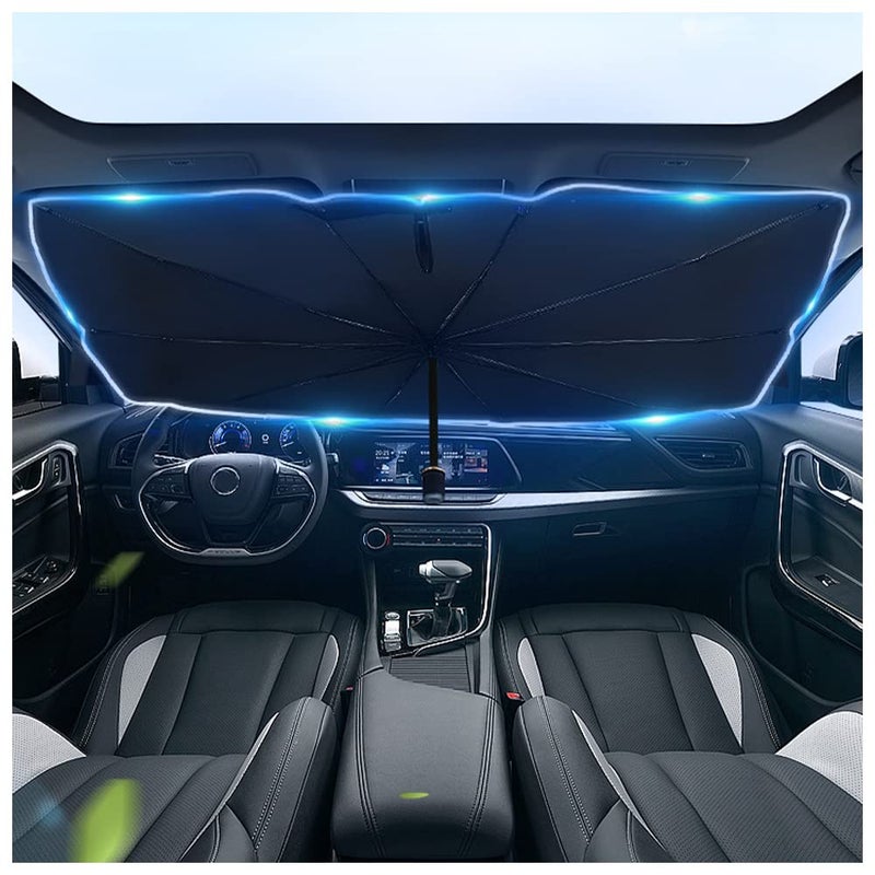 wedfish 55x30 Portable Car Windshield Sun Shade  Upgraded Opening Design FoldableFull Sunshade Automotive Interior Sun Protection Windshield Umbrella  UV Blocking Essential Car Gadget