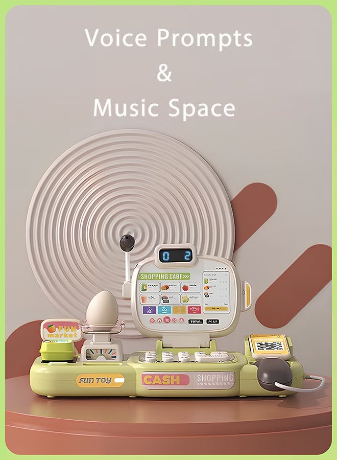 Quivlox Kids Cash Register Toy Set,Simulation Pretend Cash Register Toy with Play Money, Credit Card & Scanner, Smart Cash Register Toy with Voice,Grocery Store Playset,Multifunction Play Toy,67 Pieces Learning Toy for Preschoolers, Math Skills Development for Ages 3-6, Ideal Gift for Boys & Girls (Green) - Image 5