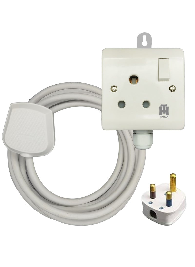 Hassan Hassan Heavy-Duty 15A Socket Extension Heavy Duty Cable Ideal for Air Conditioners Tumble Dryers & Refrigerators  - Image 1