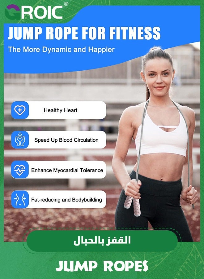 GROIC Jump Rope for Fitness-Speed Skipping Rope with Adjustable 275cm PVC Ropes and Silicone Handle for Men Women Kids Cardio Crossfit Workout Training Exercise - Image 5