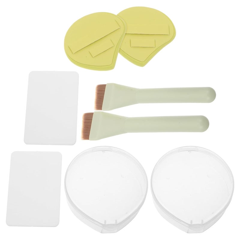 Healeved Flat Liquid Foundation Brush and Cream Blending Brush Set with Makeup Puff Mixing Palette and Puff Case White – 2 Sets for Professional Foundation Application and Blending - Image 1