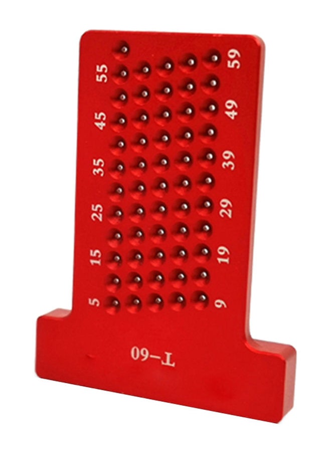 NIBEMINENT - T-60 Hole Positioning Metric Measuring Ruler Red 8x1x6centimeter - Image 1