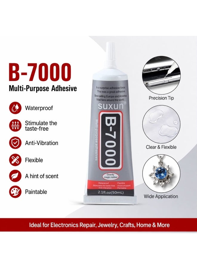 SUXUN B-7000 Super Glue 50ml, Clear Heavy Duty Multipurpose Adhesive for Rhinestones, Crafts, Fabric, Clothes, Shoes, Jewelry, Wood, Plastic, Metal, Glass and Leather - Image 3