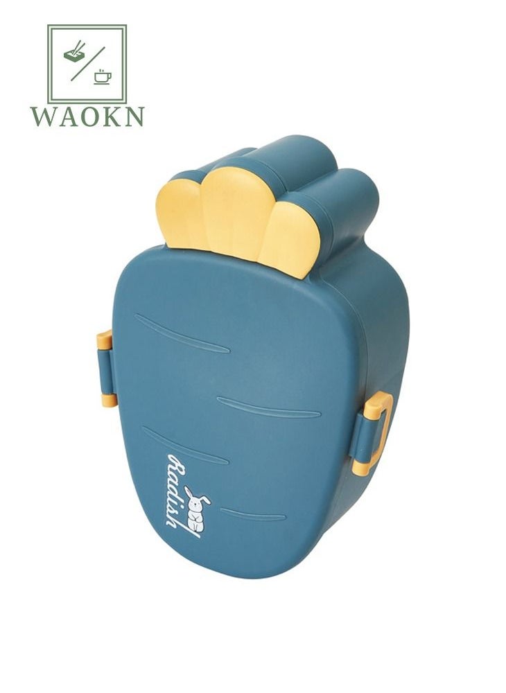 WAOKN - Bento Boxes for Student Cute Radish Lunch Box for Children Microwave-heated Fresh-keeping Box with Spoon and Fork Sealed Multi-celle and Portable - Image 1