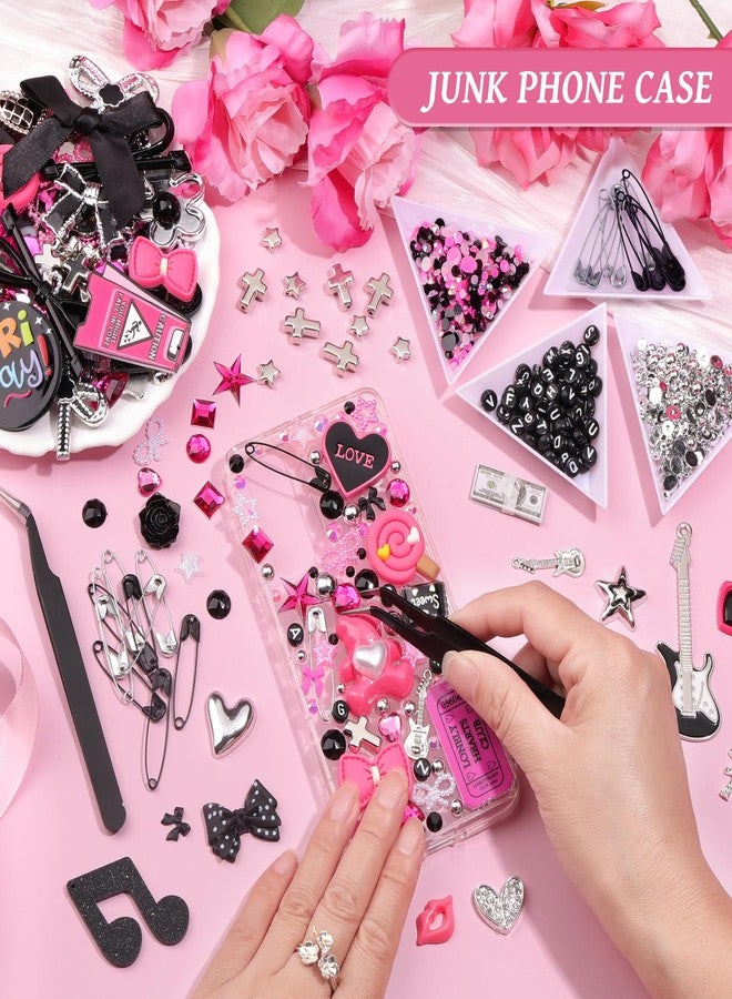 Umillars 1740 Pcs Junk Case Charms Kit, Junk Phone Case for Customizing DIY, Letter Beads, Kawaii Nail Accessories Flatback Beads, Star, Love, Rhinestones, Candy Bow Charms, Cute Decors for DIY Crafts - Image 3