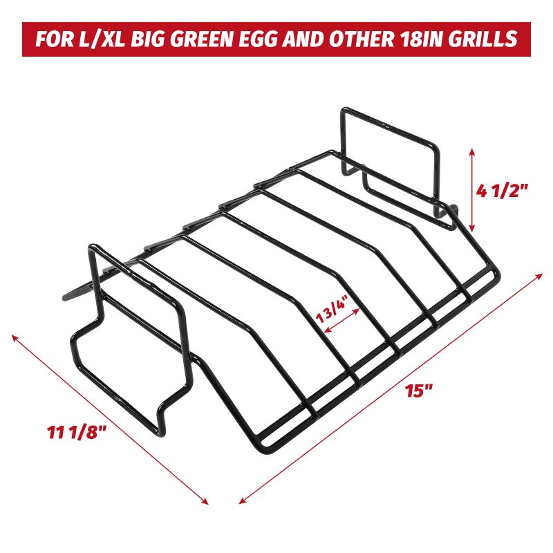 Mydracas BBQ Rib Rack for Smoking and Grilling Roast Rack 100% Stainless Steel Roast and Dual-Purpose Turkey Rack for Large Big Green Egg and Kamado Joe Etc. - Image 2