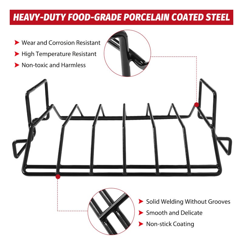 Mydracas BBQ Rib Rack for Smoking and Grilling Roast Rack 100% Stainless Steel Roast and Dual-Purpose Turkey Rack for Large Big Green Egg and Kamado Joe Etc. - Image 3
